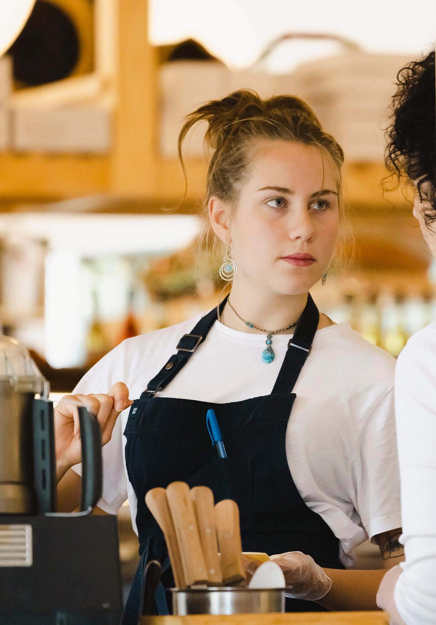 A waitress at work